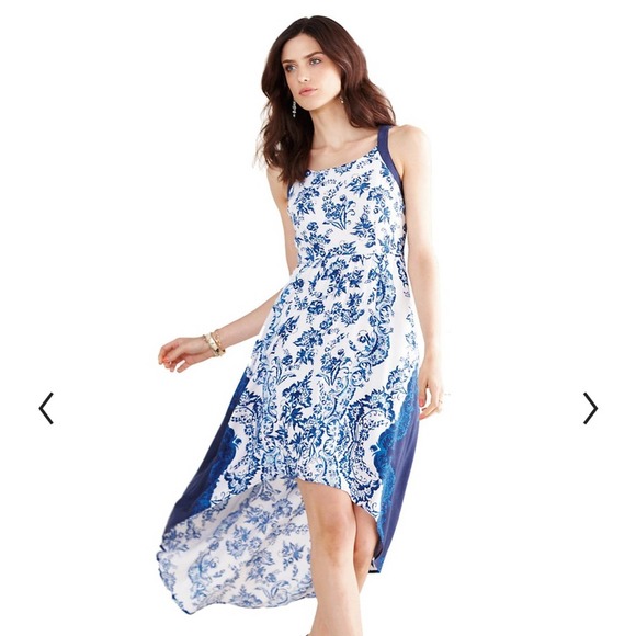 ELLE Women’s Blue & White Floral Hi-Low Maxi Dress Sz XS - Picture 3 of 8